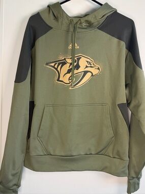 Adidas Nashville Predators Hoodie Green Colorblock Athletic Pullover S